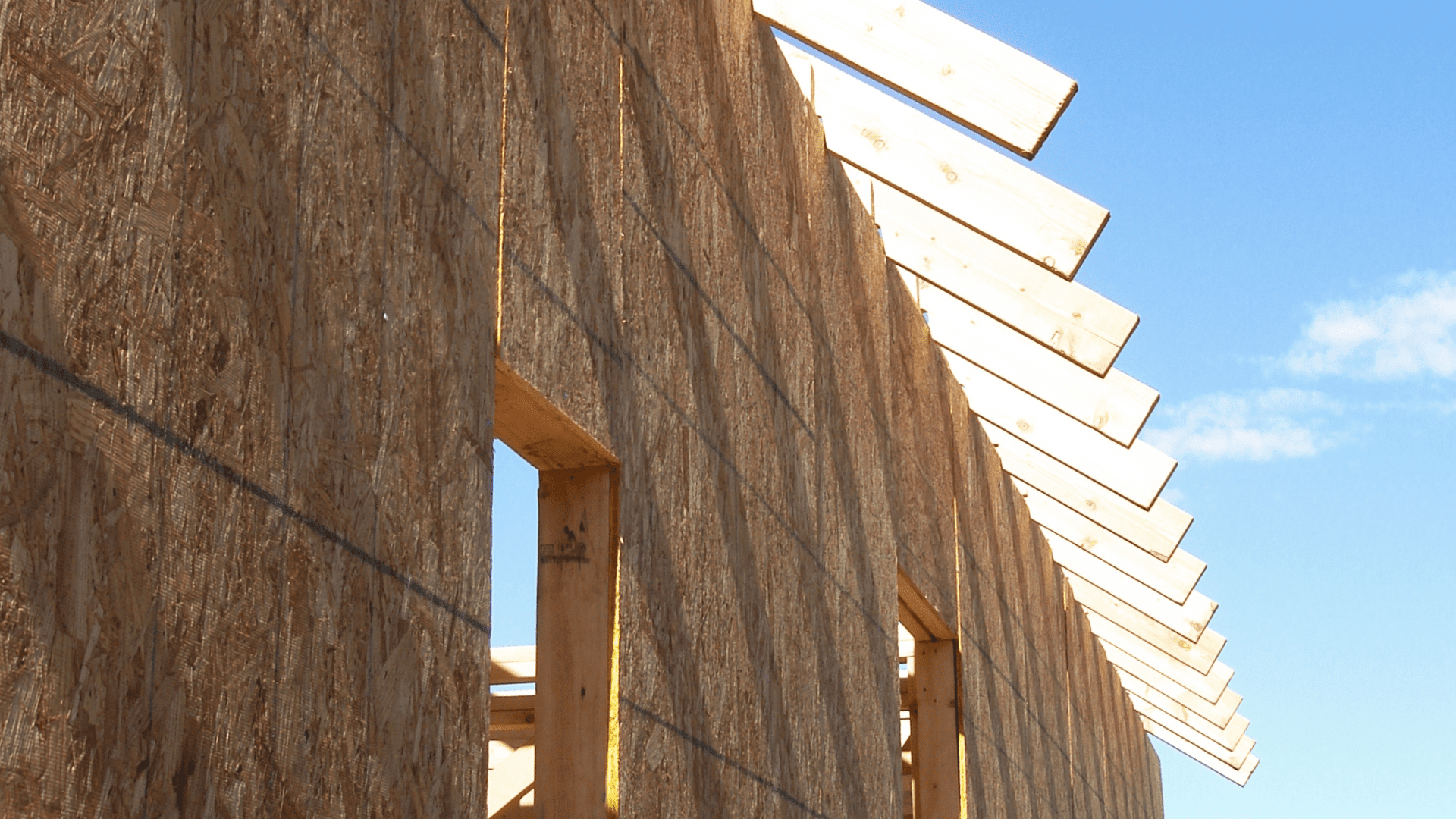 Rafter tails extending beyond the wall